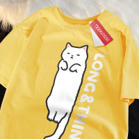 Camiseta De Estilo Japonés Para Hombre Con Gato Delgado Y Blanco Manga Corta Transpirable Verano Moda Algodón Suave Y Cómodo - details 12