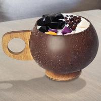 Coco Nut Cups for Drinks - Natural Handmade Multipurpose Cups,Portable Rustic Salad Bowls, Brown Water Cups for Ice Cream, Water - details 0