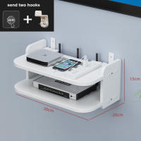 Estante Flotante De 2 Niveles Soporte Para Router Wifi Cajón Superior Organizador De Almacenamiento De Pared Con Salida Multi Tap Y Cableado Montaje En Pared - details 6