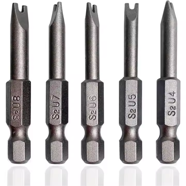 Juego De 5 Piezas De Bits De Destornillador Magnético U-Electrico Tamaño 50mm Punta U4 U5 U6 U7 U8 S2 Acero Magnético Con Manija Hexagonal De 1/4 Pulgada - 1