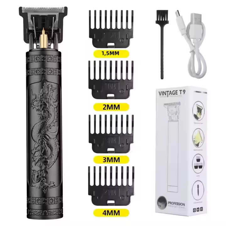 Kit Profesional De Pelacabelos Y Afeitadora Vintage Recargable Para Hombres Set De Peluquería Y Aseo Incluye 3-4 Piezas De Nozzles - 1