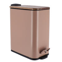 Baños Boutique Papelera de Metal con Tapa de Bambu, 5L con pedal,color caramelo - details 0