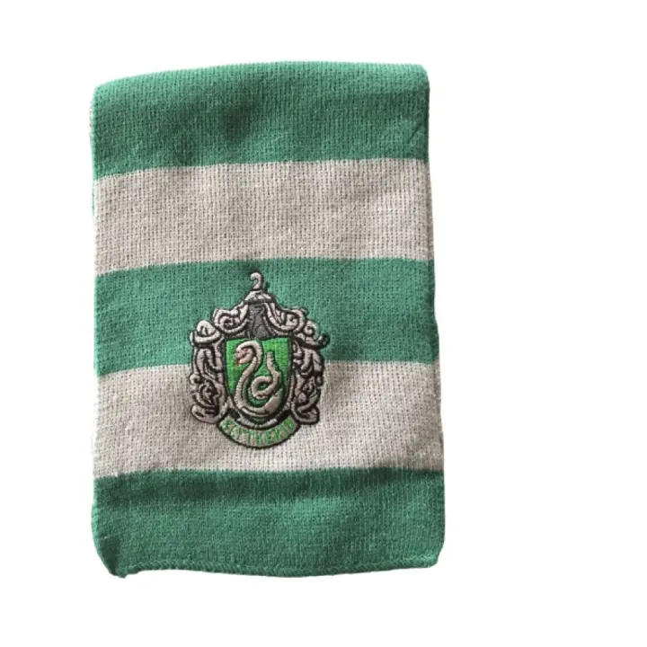 Bufanda para niños y adultos rayas verde y gris con escudo y serpiente cosplay disfraz mago bruja envio urgente Heniak Store - 1