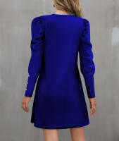 Vestido De Manga Larga Redonda Con Mangas Flotantes Y Botones Para Mujer Estilo Oficina Dama Longitud De Rodilla Poliéster Elástico Suave - details 10