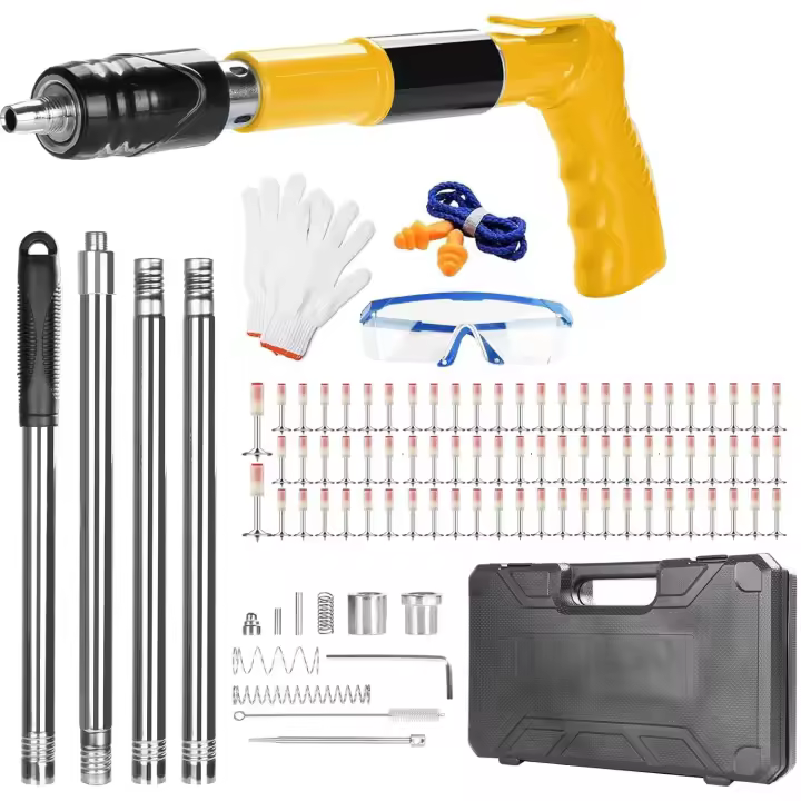 Kit de pistola de clavos de hormigón con 120 barras de extensión de clavos se puede girar pistola de clavos de acero manual 5 marcha pistola de clavos pared de clavos herramientas de pistola de clavos para el hogar - 1