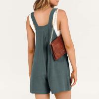 Traje De Mujer Casual De Algodón Lino Suave Con Pierna Ancha Y Bolsillos Estilo Callejero Cómodo Para Verano Color Sólido - details 41