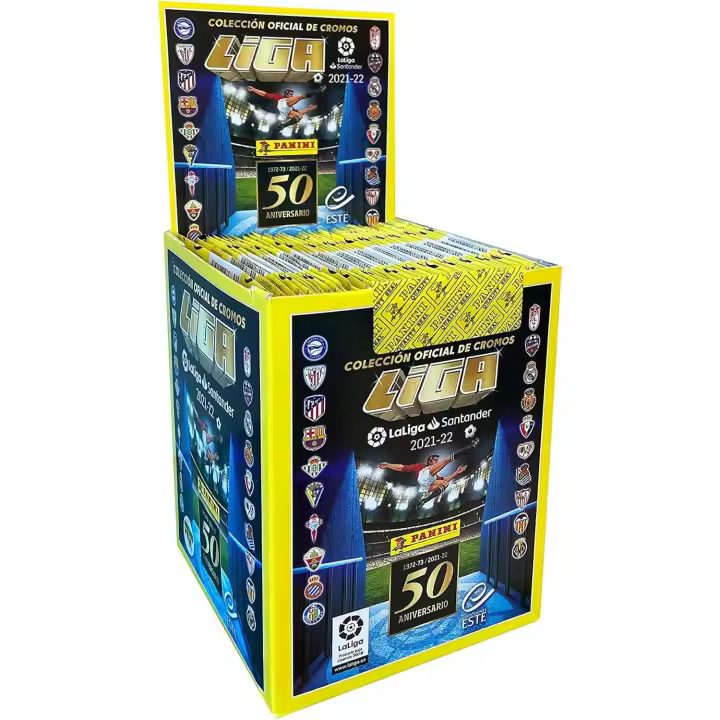 Caja Oficial con 50 Sobres Panini Liga Este 2021-22 Último año Lionel Messi FC Barcelona - 1