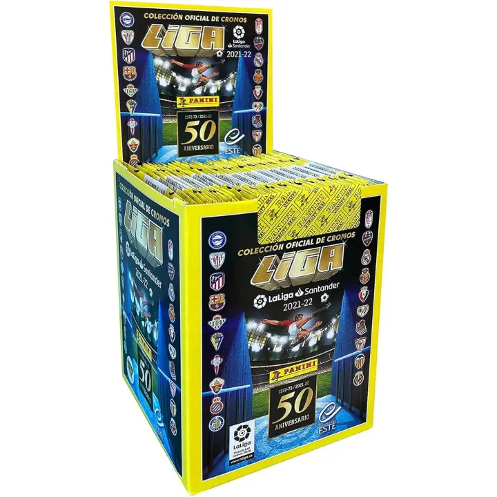 Caja Oficial con 50 Sobres Panini Liga Este 2021-22 Último año Lionel Messi FC Barcelona - 1