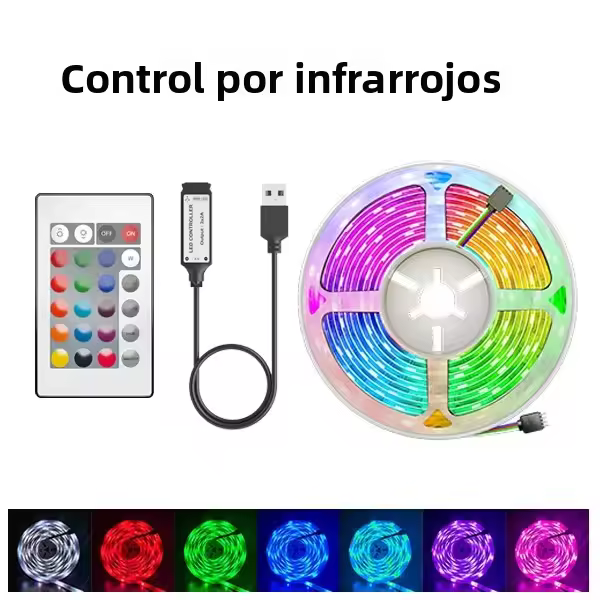 Tira De Luces LED USB 16LED/M 5V Bluetooth RGB Para TV Flexible Luz De Lampara De 5050 Control Por App De Teléfono 1-30m Para Habitación - 1