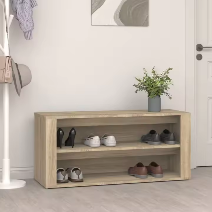 vidaXL Mueble zapatero madera contrachapada roble Sonoma 100x35x45 cm - 1