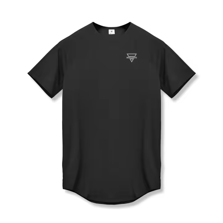 Camiseta de Fitness de Verano para Hombres Manga Raglan de Cuero Elástico Patrón Sencillo - 1