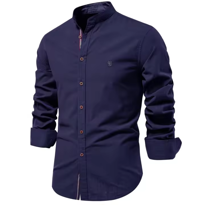Camisa AIOPESON Para Hombre 100% Algodón De Calidad Superior Estilo Casual Manga Larga Color Sólido Primavera Y Otoño - 1