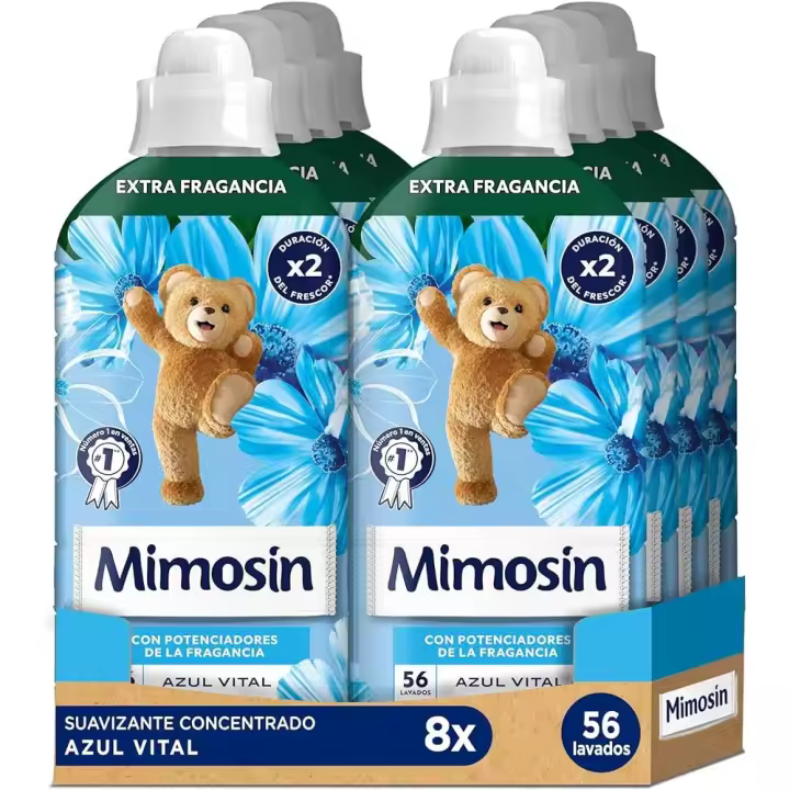 PACK de 8 - Mimosín suavizante concentrado extra fragancia Azul Vital 8 botellas de 56 dosis - 1