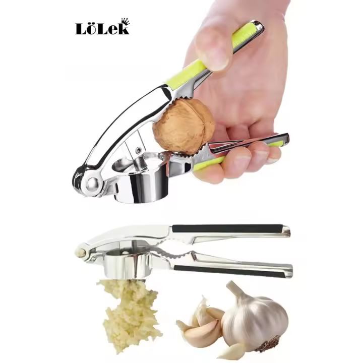 Prensa de Ajos con Cascanueces y Mango Antideslizante Lolek - Utensilio de Cocina Multifuncional - 1