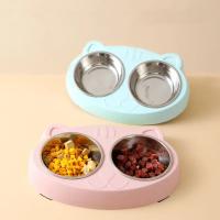 Macaron Juego De Alimentos Para Mascotas Plástico Doble Tazón Para Gatos Y Perros Alimentador De Alimentos Y Agua Accesorios Para Mascotas - details 1