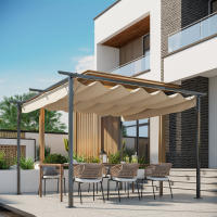 Outsunny Pérgola de Metal Gazebo Cenador para Jardín Patio o Terraza con Techo Retráctil Tela Poliéster Resistente al Agua y UV - details 1
