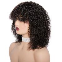 Pelucas De Cabello Brasileño Rizado Corto Con Franja Para Mujeres Peluca Mecánica De Cabello No Remy Tamaño Promedio Color Natural - details 8