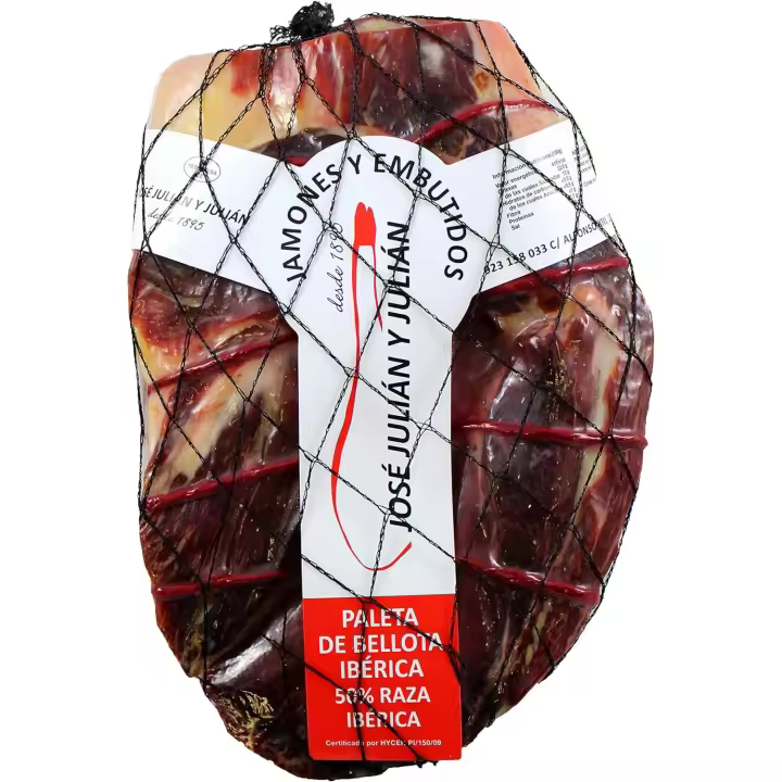 Paleta Ibérica de Bellota Deshuesada, 50 % ibérica, Pata Negra 100% Natural - Jamón Ibérico de Bellota  julian y julian, 2,5 Kg - 1