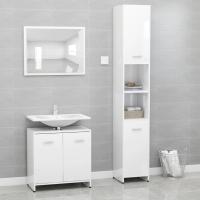 vidaXL Set de muebles de baño 3 pzas madera contrachapada en color Gris sonoma/Negro/Blanco brillante y más | almacenamiento funcional diseño moderno para baño dormitorio sala - details 2