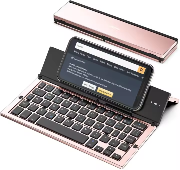 Teclado Bluetooth Plegable Portátil Para Viaje Compatible Con iPhone Xs Max iPad iPad Mini 4 Samsung Tableta Android Estilo Ergonómico Mini Para Tablet Y Laptop - 1