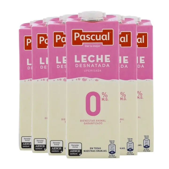Leche desnatada 0% Pascual 1 litro pack 6 bricks, Total 6 litros. - 1