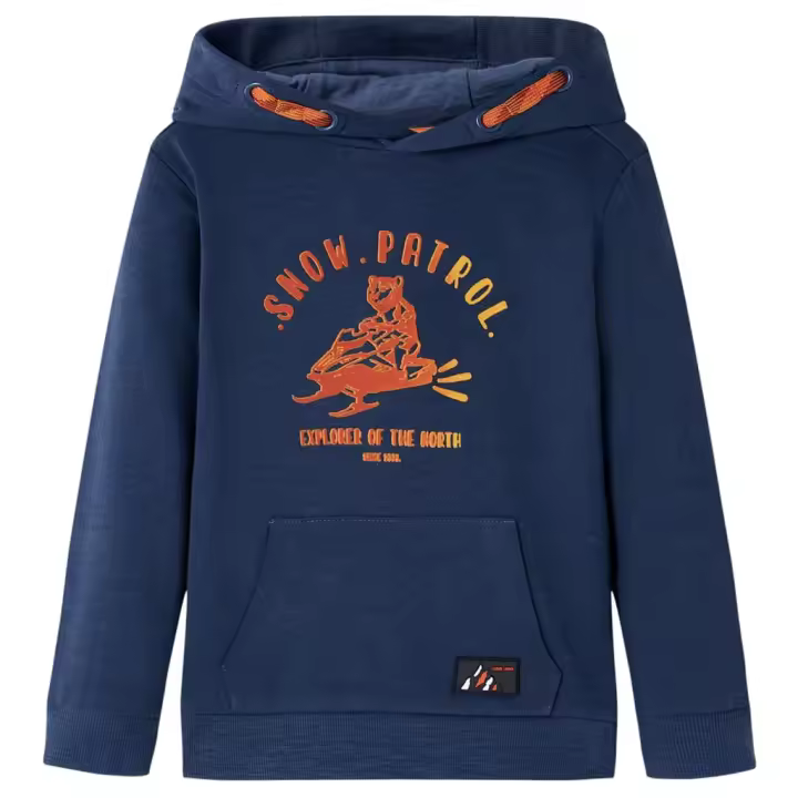 Sudadera infantil con capucha y naranja 128 en color Azul marino/Gris - 1