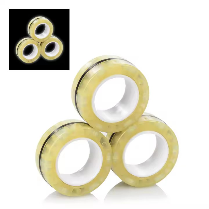 DAM. Magnetic Fidget Glow Rings, anillos magnéticos, brillan en la oscuridad. Juguete antiestrés, ansiedad, concentración. 3x1x3cm. - 1