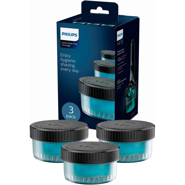 Philips CC13/50 - 3 Cartuchos de Recarga Lubricantes para Centro de Limpieza sin Cables de Afeitadora Eléctrica Hombre | Compatible con Quick Clean Pod | Pack Set 3 Unidades | Fragancia Fresca | Sin alcohol