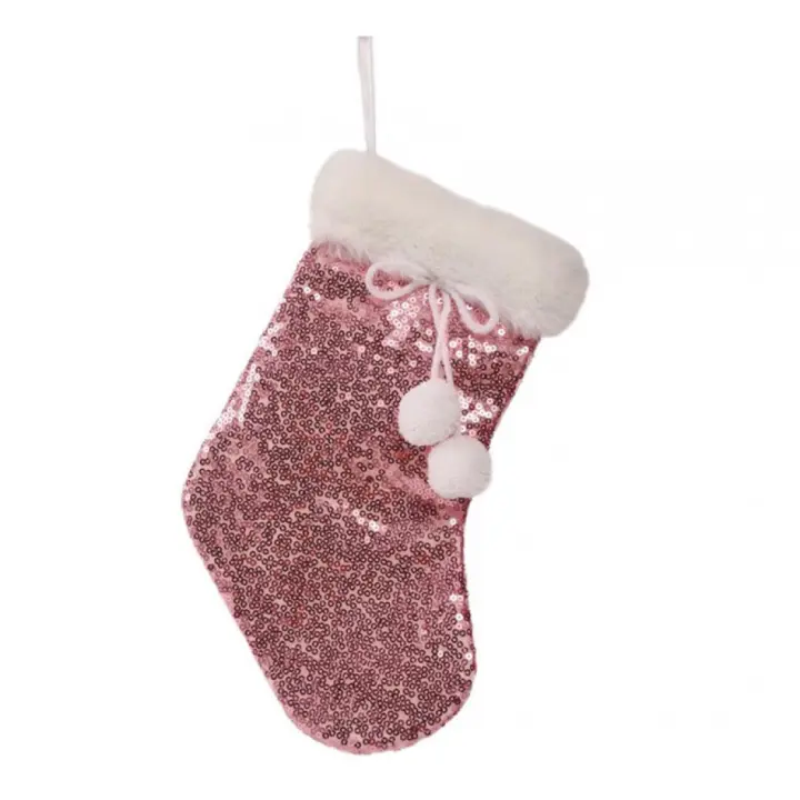 Guirma Bota de Noel con Lentejuelas Rosa de 28 cms - 1