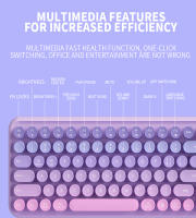Teclado Inalámbrico Ergonómico 2.4G 106 Teclas Retro Con Teclas De Capa Redonda Función Multimedia Para PC/Laptop/Desktop - details 1