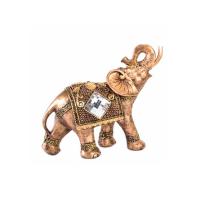 Figura de resina elefante dorado con brillantes con detalles étnicos y acabados dorados 29x14x27 cm - details 0