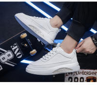 Zapatillas De Cuero PU Para Hombre Zapatillas Blancas De Moda Zapatillas De Patinaje Con Suela Plana Y Plataforma Para Aumentar La Altura - details 0