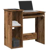 vidaXL Escritorio con estantes contrachapada hormigón 84x40x78 cm en color Gris hormigón/Madera antigua/Negro y más | estructura resistente ideal para salón dormitorio o estudio - details 1