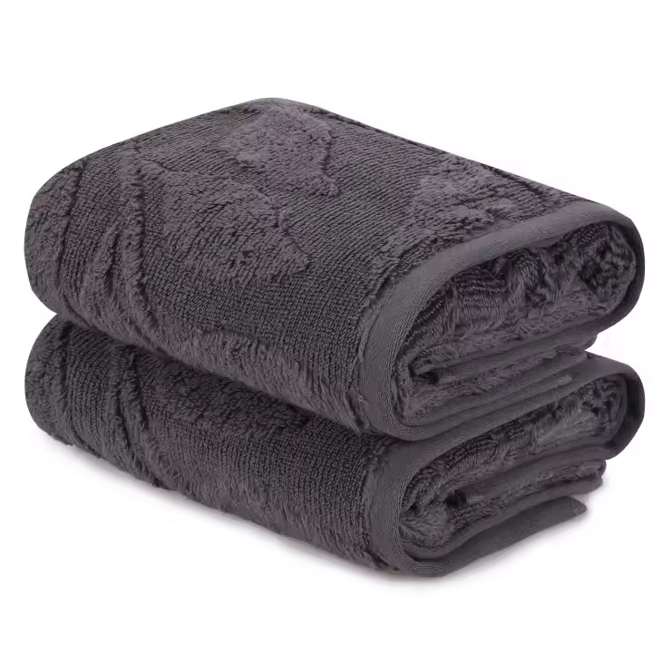 Wellhome Juego de Toallas 2 Piezas Gris Oscuro 100% Micro-algodón 450 Gr/m² - Suaves y Absorbentes - 1