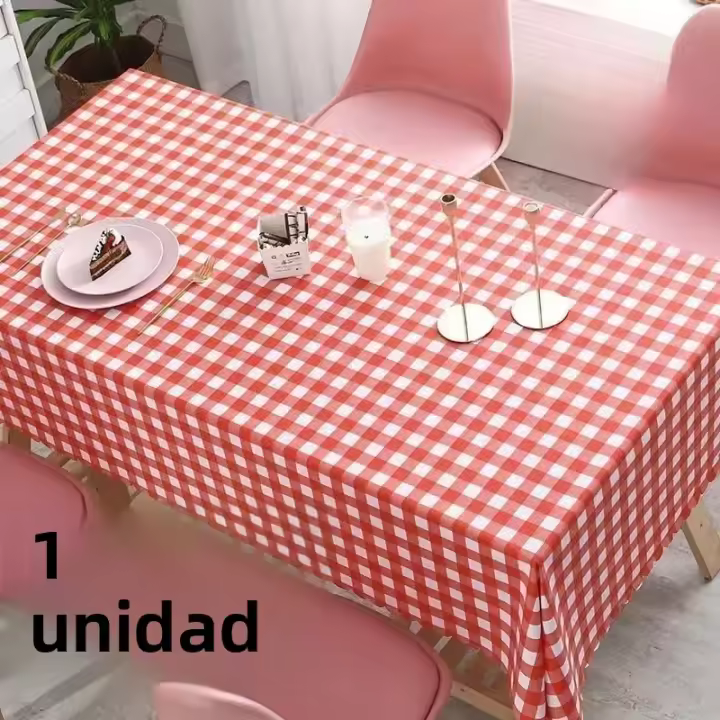 1/3PCS Teléfono De Mesa Desechable Engrosado Con Cuadros Para Fiestas Bodas Picnics Decoración Del Hogar Plástico Rojo/Blanco - 1