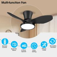 Ventilador de techo silencioso con luz LED, motor de CC, gran volumen de aire de 32 pulgadas, control remoto para cocina, dormitorio, comedor, patio - details 3