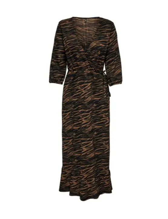 Vestido Only Ova cebreado marrón de mujer-b - 1