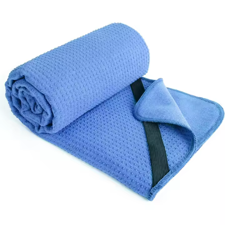 Esterilla de yoga de microfibra con agarre de silicona antideslizante y correas elásticas de ajuste seguro, 61 x 183 cm (azul) - 1