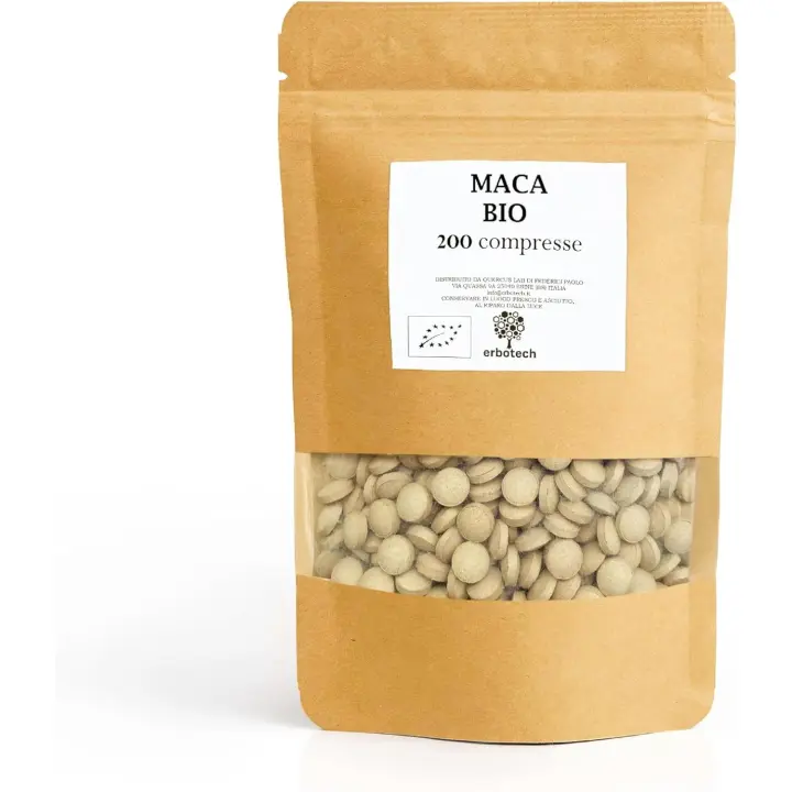 Erbotech, Maca Peruana BIO en Incluido, 100g, Suplementos Comida, Raíz de Maca 100% Pura y Natural, Energizante Rica en Minerales, Vitaminas B, C y E, Sin Gluten, apta para Vegetarianos y Veganos, Hecho en Italia, Bolsa Resellable - 1