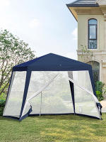Carpa de Jardín 3x3 m Cenador con 4 Partes Laterales Mosquitera con Cremallera Protección UV Impermeable para Patio Exterior Eventos Fiesta Azul - details 1