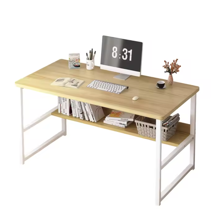 MAGIC SELECT Escritorio, Mesa de Oficina para Ordenador, Escritorio para Habitación o Estudio. Mesa de Tablón de Aglomerado y Melamina de Madera y Acero para Hogar. Mesa Escritorio para PC. - 1