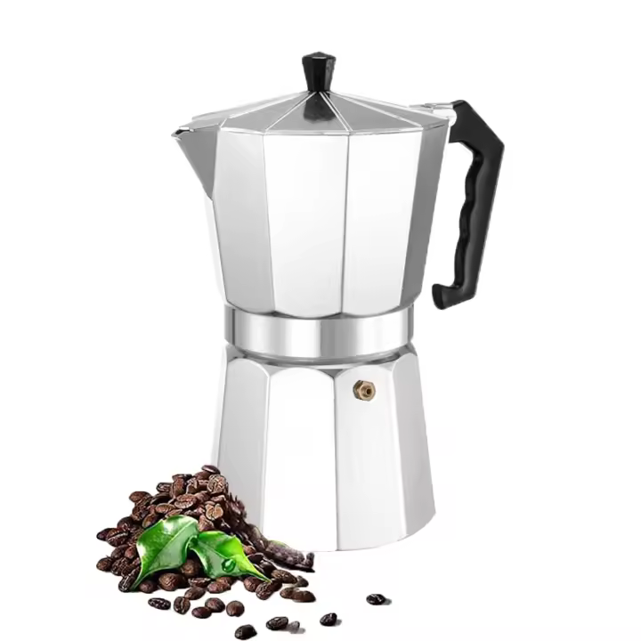 DESEOS Cafetera aluminio moka Family | Apto para cocina vitrocerámica y gas | No apto para inducción | 1, 2, 3, 6, 9, 12 tazas | Prepara café fácilmente - 1