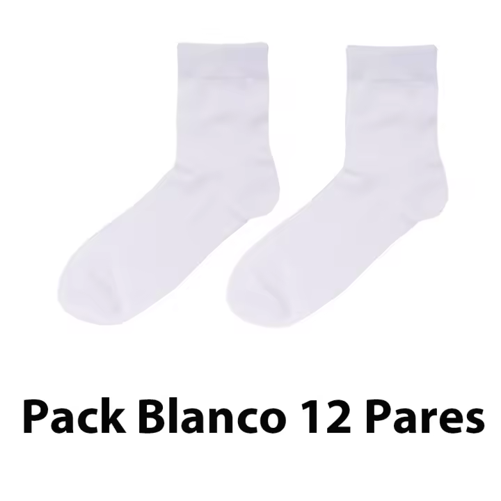 Aicasa Calcetines Algodón Hombre Mujer Medio Largo Pack 6-12 Pares Transpirables Verano Negocios Blanco Negro - 1