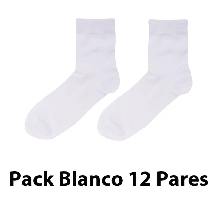 Aicasa Calcetines Algodón Hombre Mujer Medio Largo Pack 6-12 Pares Transpirables Verano Negocios Blanco Negro - 1