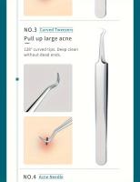 Set De 3 Piezas De Acero Inoxidable Pinzas De Punto De Acné Agujas Y Acrícolas Para Retirar Quistes Y Pelos Obstruidos En Diferentes Luz Beige - details 7