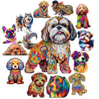 Rompecabezas De Madera En Serie De Perros Juego De Lleranamiento DIY Para Adultos Y Niños Decoración De Hogar Único Y Animal - details 0