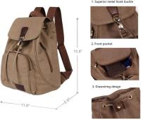 Mochila Vintage with Cordón para Mujer y Niña, Morral pequeño de Lona a la moda, Bolso de viaje Escolar informal multiusos - details 3