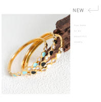 Encanto Pulsera de amor con aceite de gota de agua de circón de cristal, personalidad de alta gama, moda de nicho, temperamento simple, acero de titanio chapado en oro de 18 quilates - details 11