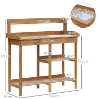 Mesa de Plantación Mesa de jardinero con bañera de Madera de Abetado H112cm para jardinería y el Servicio de Plantas, estable y resistente a la intemperie - details 6