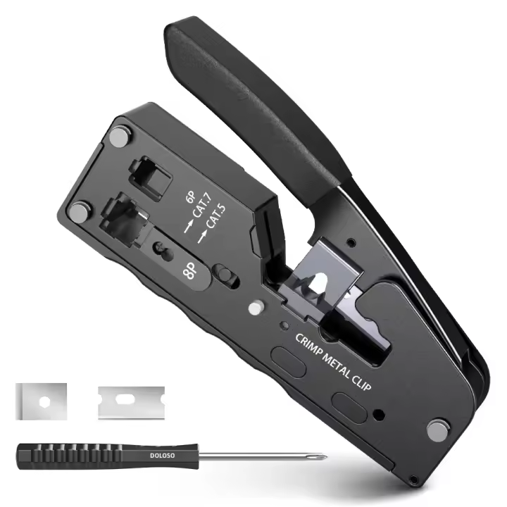 Herramienta De Crimpado RJ45 AMPCOM Para Conectores Pasar a Través RJ11 RJ45 CAT7 Con Cortador De Alambre Y Crimpador De Enlaces Modulares CAT6 CAT5E - 1